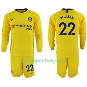 Koszulka Chelsea Willian 22 Dziecięcy Wyjazdowe Koszulki Piłkarskie 2018-2019 Długi Rękaw